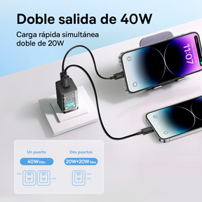 Baseus Cargador GaN5 Pro de 2 puertos USB-C de 40 W