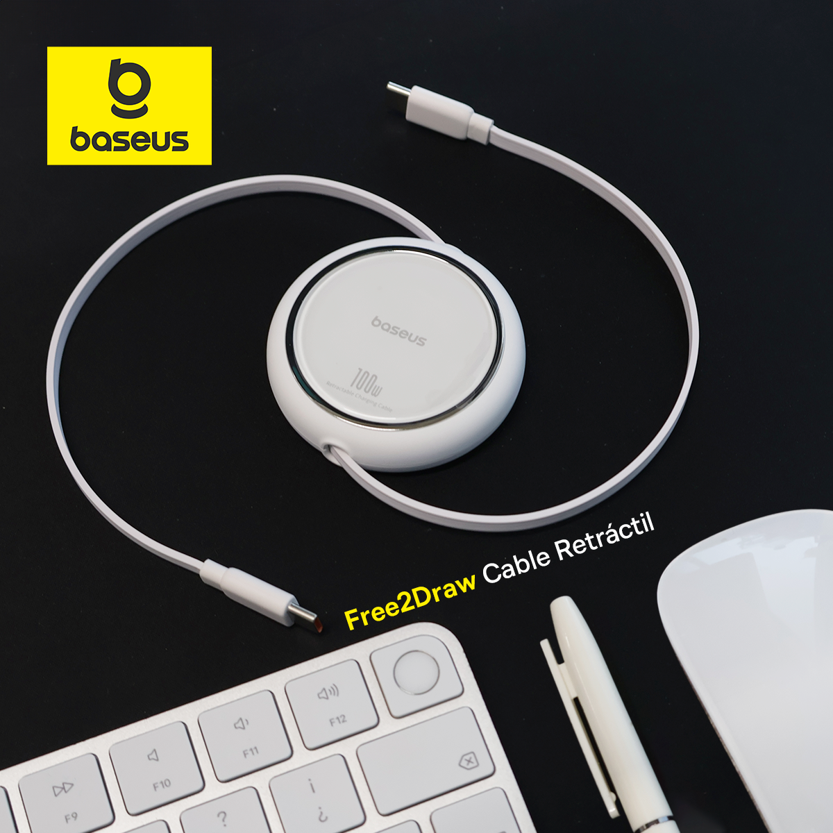 Baseus Cable Retráctil Free2Draw Mini USB-C a USB-C 100W