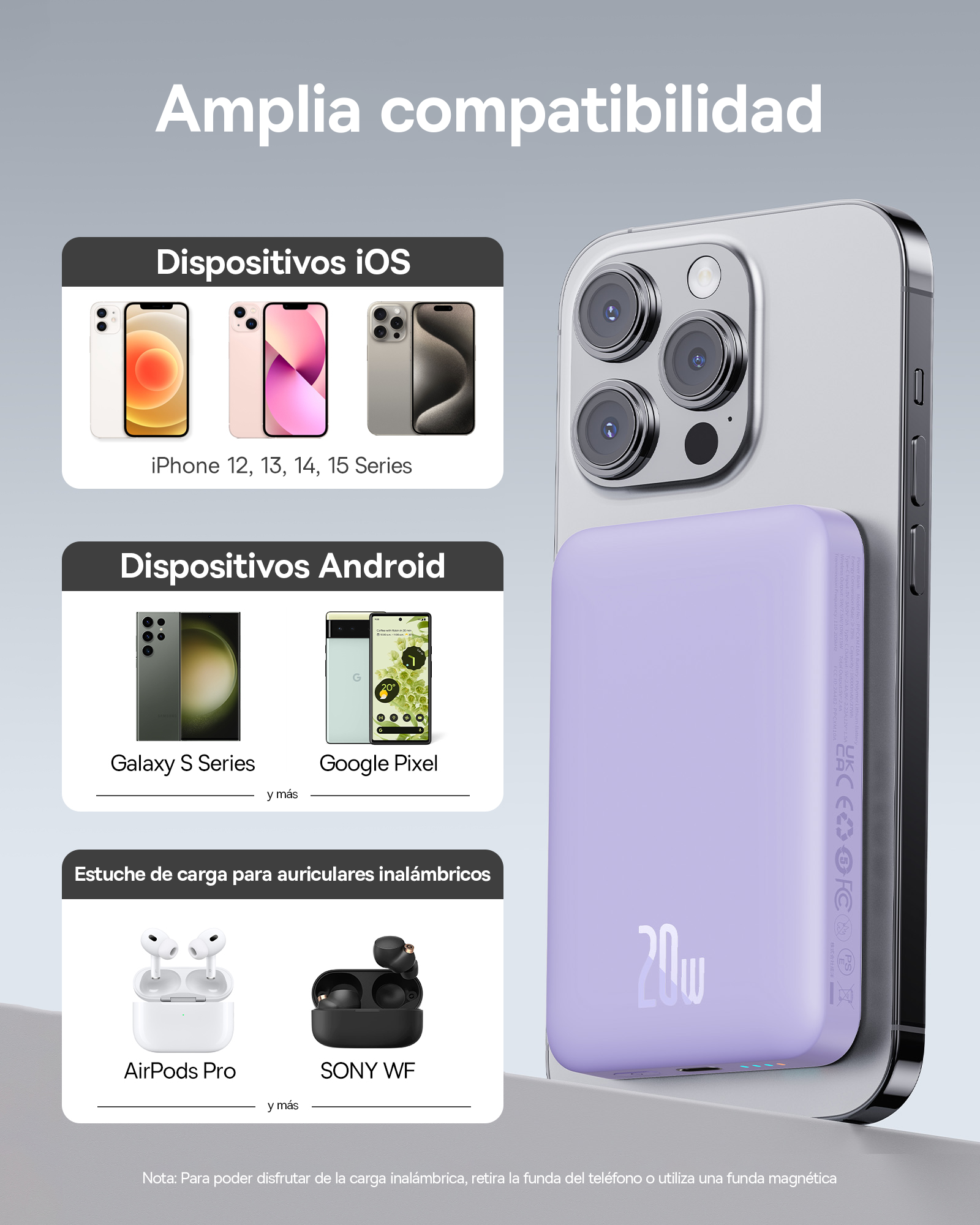 Baseus Mini Power Bank Inalámbrico Magnético 10000mAh 20W