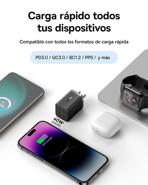 Baseus Cargador GaN5 Pro de 2 puertos USB-C de 40 W
