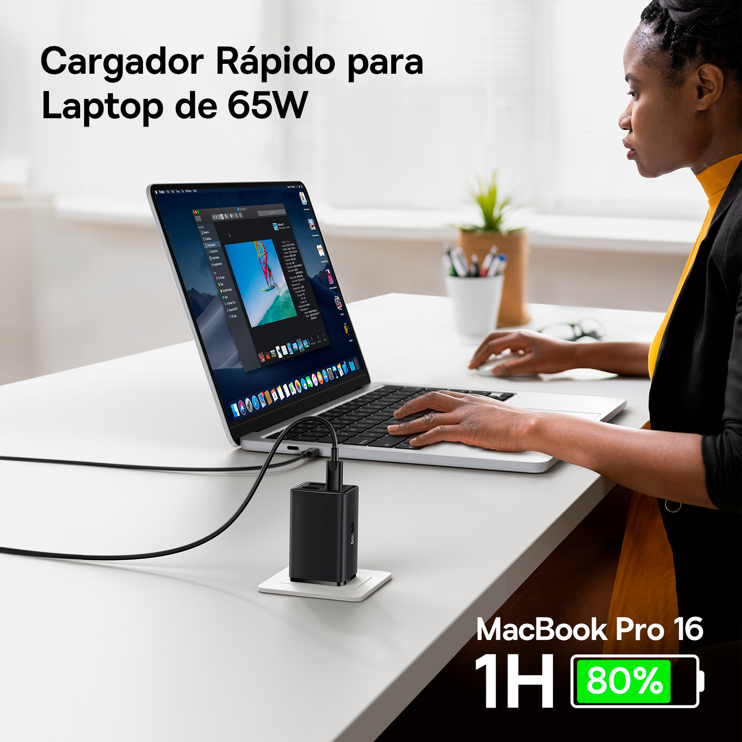Baseus GaN6 Pro Cargador rápido de 4 puertos 65W