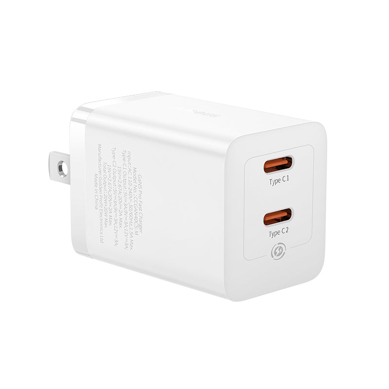 Baseus Cargador GaN5 Pro de 2 puertos USB-C de 40 W