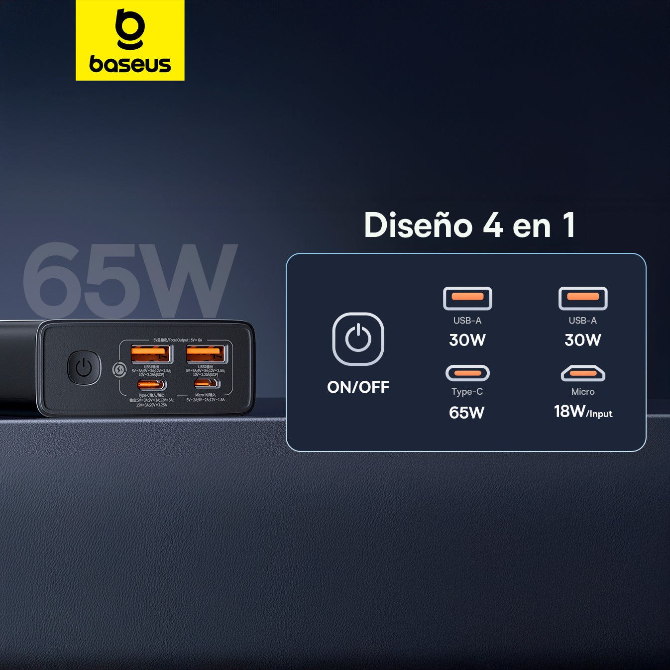 Baseus Banco de Batería Star-Lord 20000mAh 65W