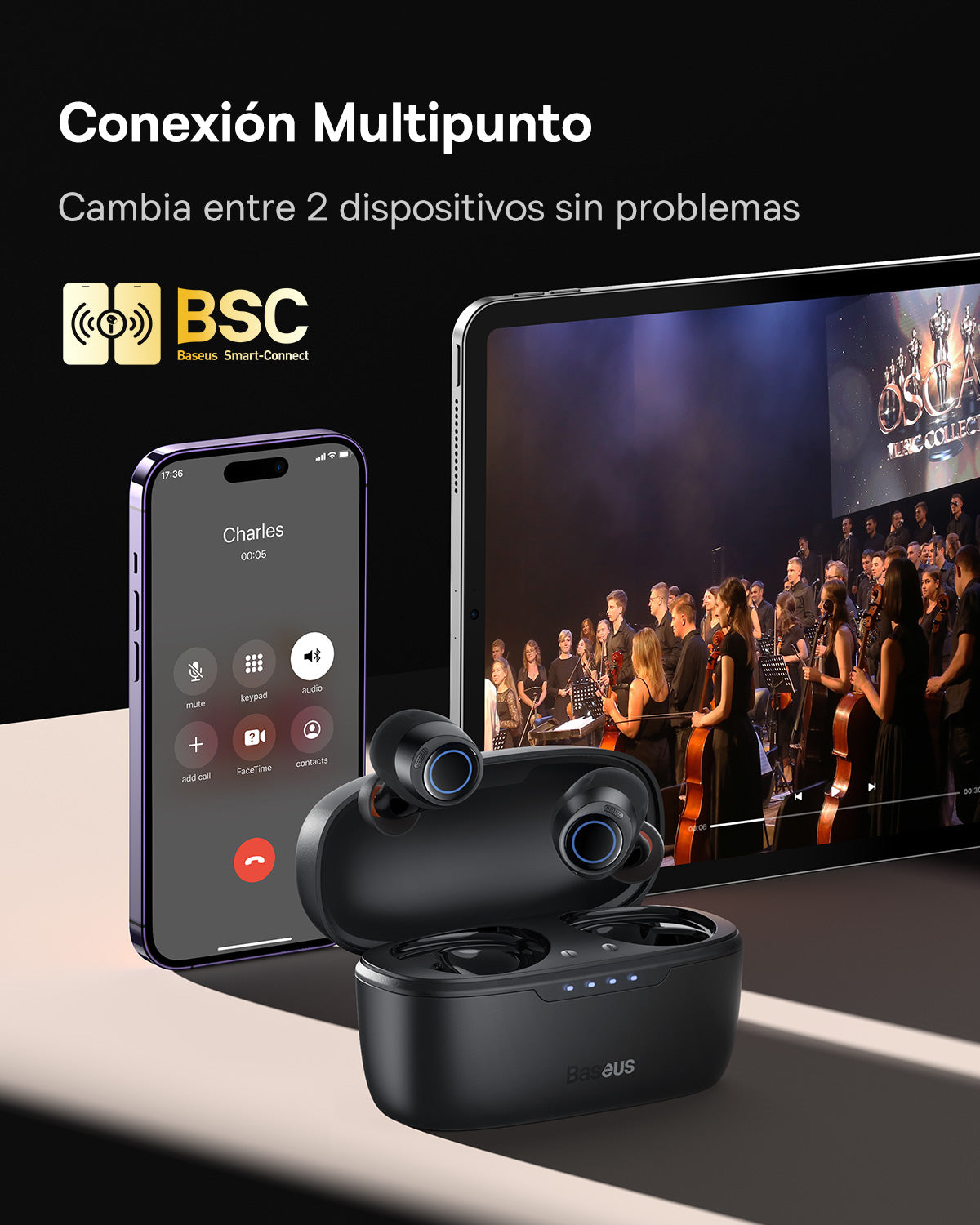 Baseus Auriculares inalámbricos Bowie MA10