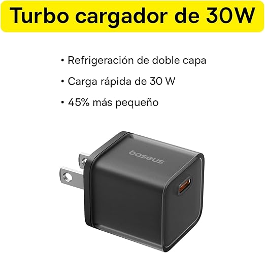 Baseus Cargador rápido GaN5S USB-C de 30W
