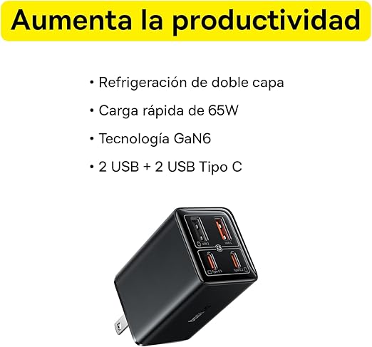 Baseus GaN6 Pro Cargador rápido de 4 puertos 65W