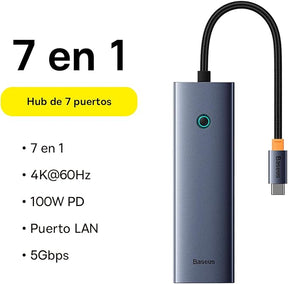 Baseus Adaptador USB-C UltraJoy de 7 puertos HUB